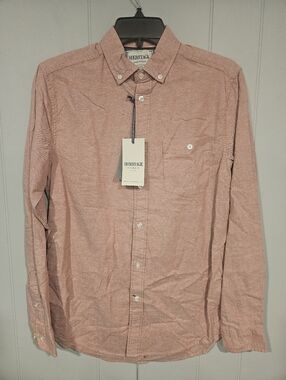 Heritage Report Collection Small Solid Light Red Slim Fit Long Sleeve Shirt NWT